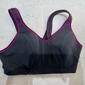 Cacique Black and Pink Sports Bra Moisture-Wicking Racerback